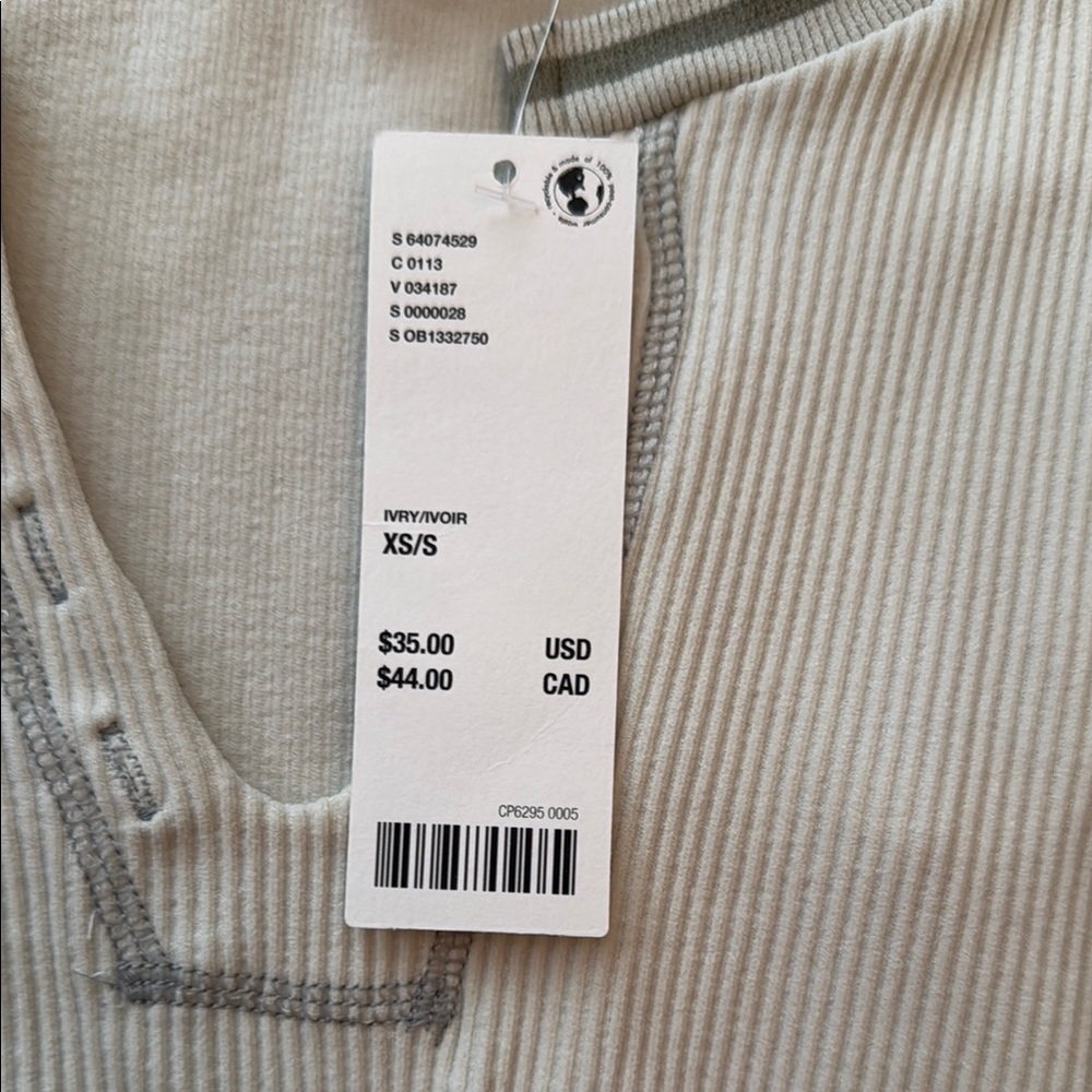 Urban Outfitters Cream Ribbed Crop Top - Picture 3 of 5
